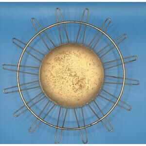 Vintage Gold Metal Art Deco Sunburst Fruit / Bread Bowl Wall Decor 9.5”